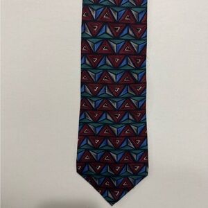 Alexander Julian Triangular Pattern Tie - Burgundy and Teal